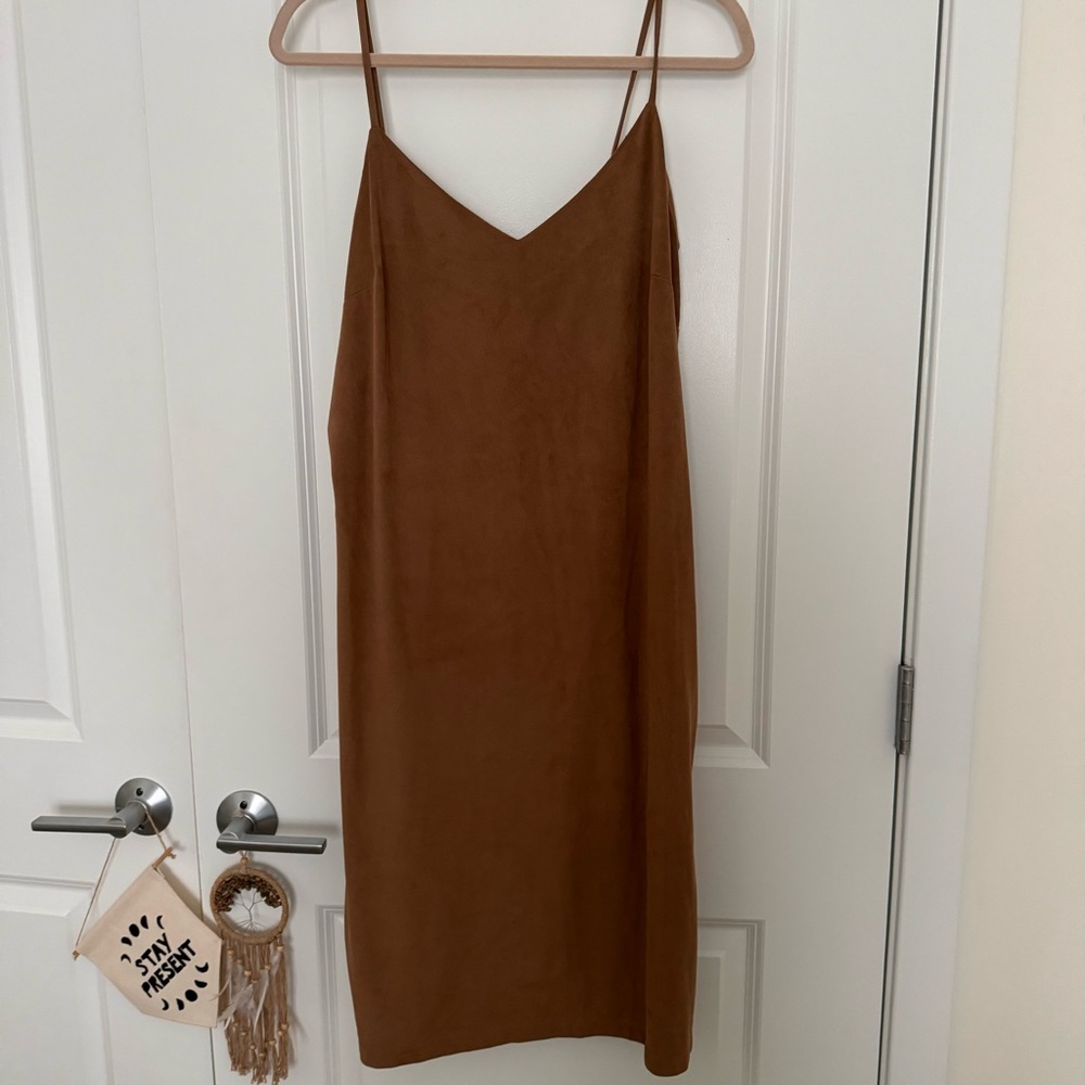 Brown faux suede dress